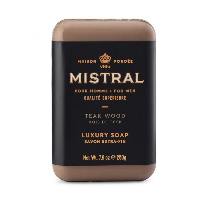 Mistral Men's Luxury French Bar Soap 8.8oz 250g - Teak Wood