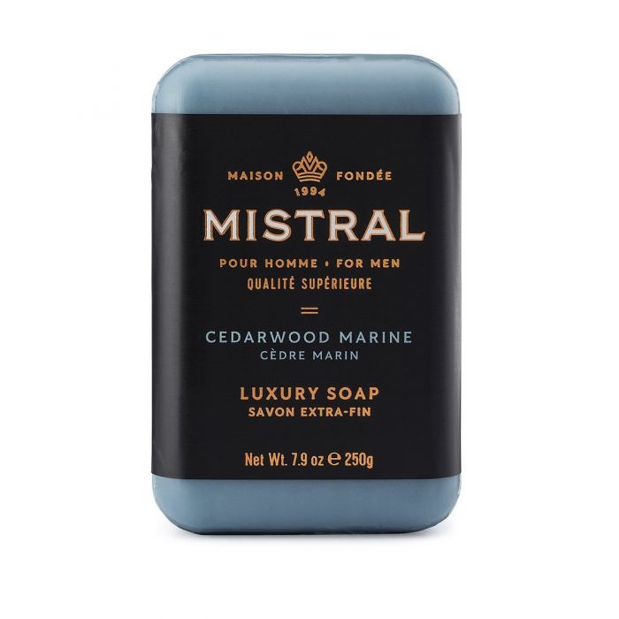Mistral Men's Luxury French Bar Soap 8.8oz 250g - Cedarwood Marine