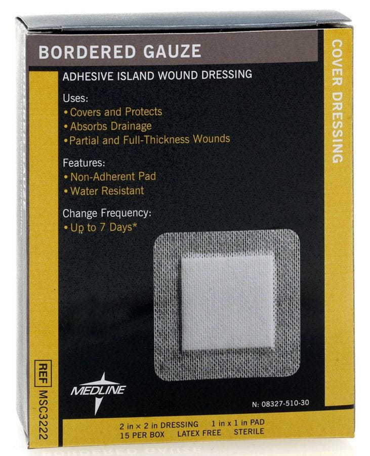 Medline Sterile Bordered Gauze: 2" x 2", 15 Count