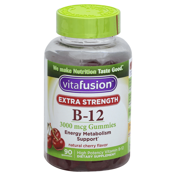 Vitafusion Extra Strength B-12 3000mcg Cherry Flavor Dietary Supplement Gummies