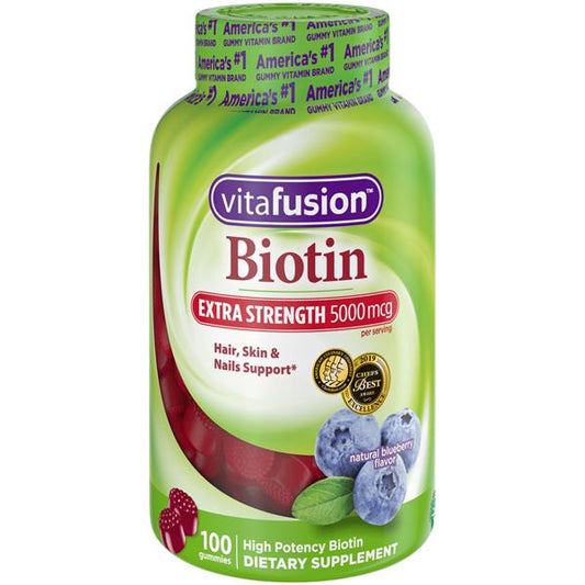 Vitafusion Extra Strength Biotin Blueberry Flavor Dietary Supplement 5000mcg Gummies