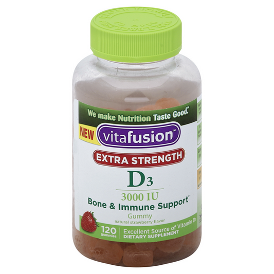 Vitafusion Extra Strength Strawberry Flavor D3 Dietary Supplement 3000 IU Gummies
