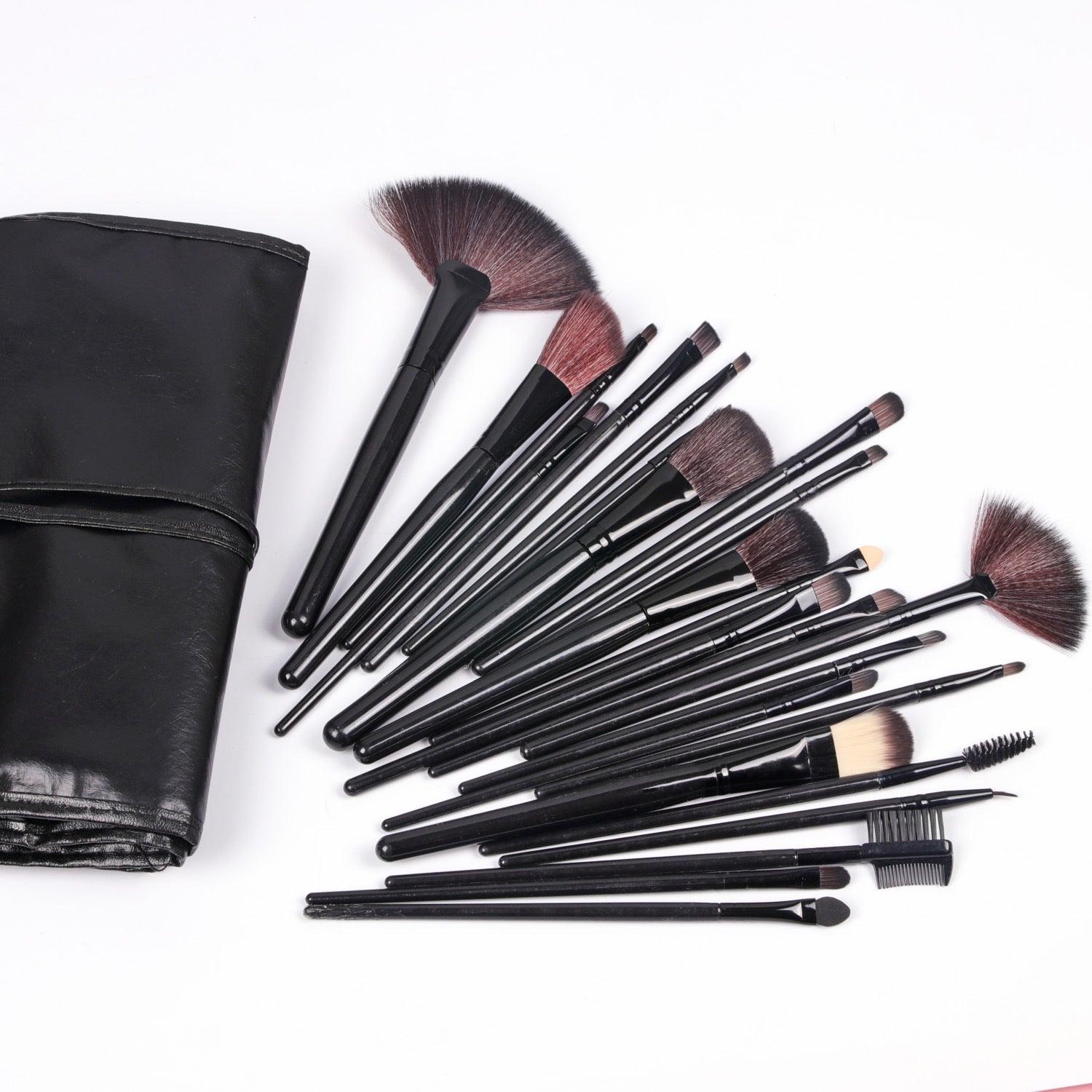 Shadowing 24 Makeup Brushes Set, Brownnatural Wood - amazitshop