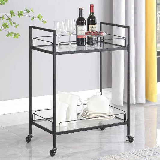 Curltis Serving Cart with Glass Shelves Clear and Black