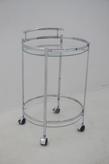 Chrissy Round Glass Bar Cart Chrome