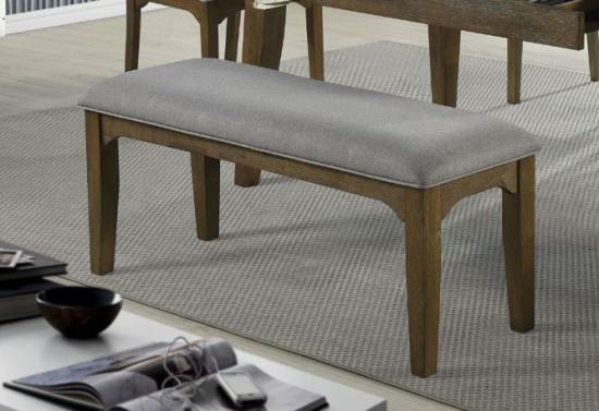 Rayleene Upholstered Bench Grey and Medium Brown