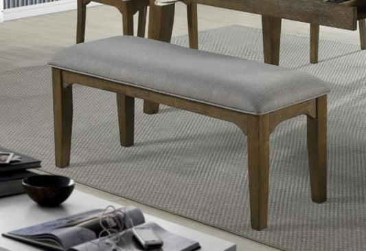 Rayleene Upholstered Bench Grey and Medium Brown