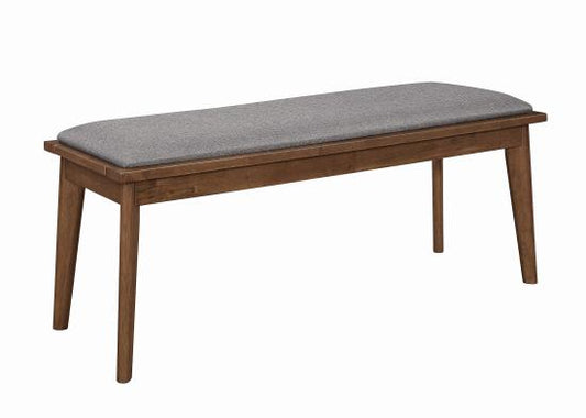 Alfredo Upholstered Dining Bench Grey and Natural Walnut