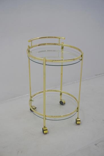 Chrissy Round Glass Bar Cart Brass