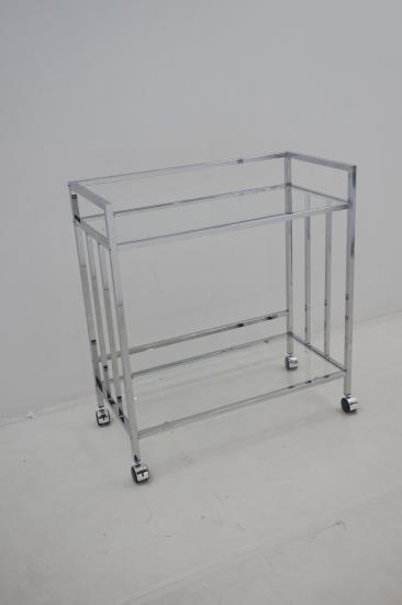Cara Rectangular Glass Bar Cart Chrome