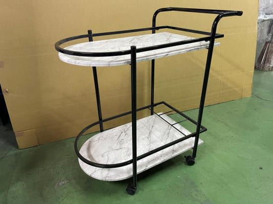 Desiree Rack Bar Cart with Casters Black