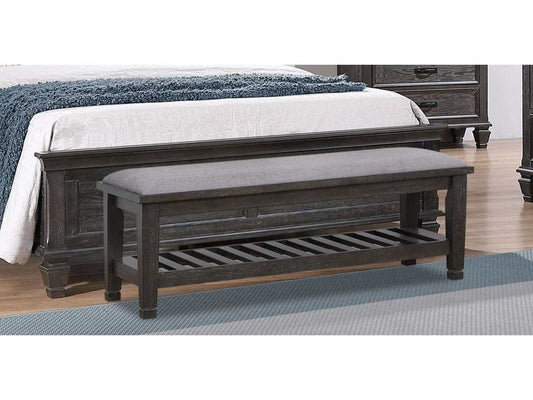 Franco Weathered Sage Bench w/ Slatted Shelf