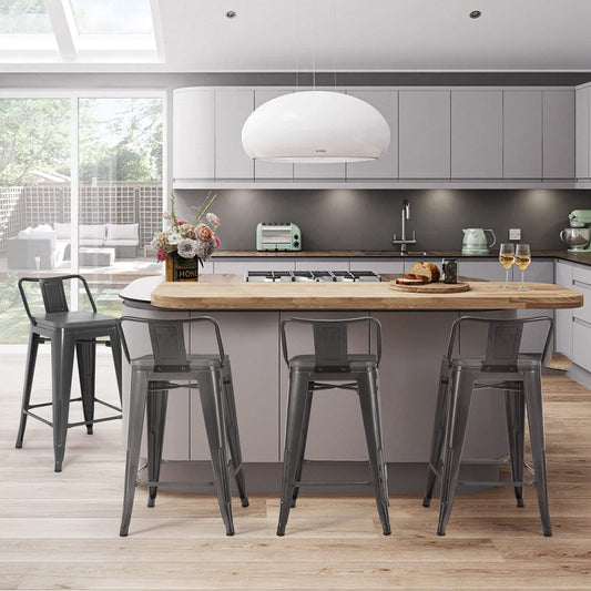Dining Room 4pcs Barstool for Kitchen Patio Bar (Gray)