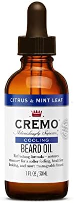 Cremo Beard Oil, Cooling Citrus & Mint Leaf, 1 fl oz - Restore Natural Moisture and Soften Your Beard To Help Relieve Beard Itch