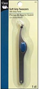 Dritz 818 Soft Grip Tweezers, 4 inches, Silver