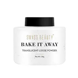 Swiss Beauty Bake It Away Makeup Loose Powder | Lightweight Setting Powder | Loose Compact Powder | Shade - Transparent, 28g