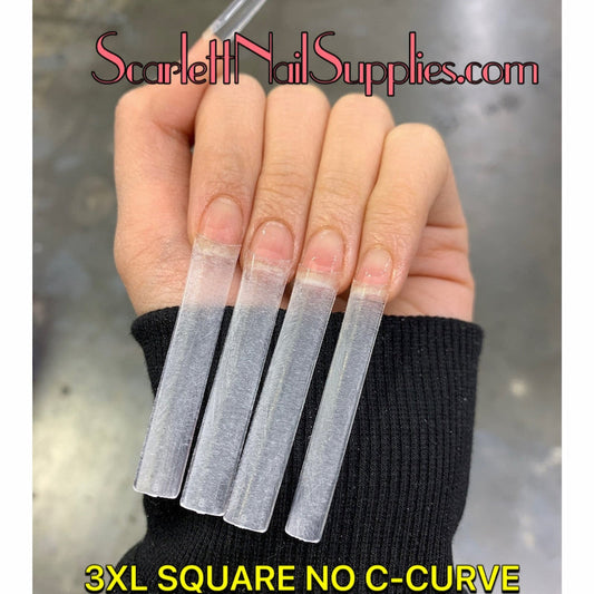 Flattened 3XL Straight Square No C Curve Nail Tips - Half Cover 500 Pieces