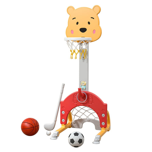 4-in-1 Toddler Basketball Hoop, Adjustable Height Basketball Hoop with Soccer Goal Ring Toss Golf Play Set, Indoor and Outdoor Activity Center for Toddlers