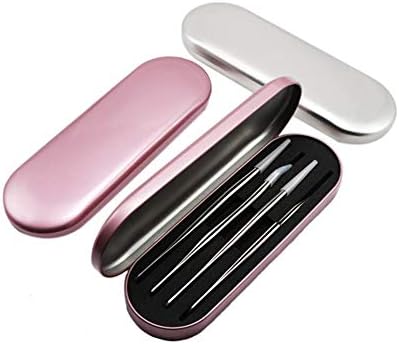 2 Pcs Eyelash Extension Tweezers Storage Case Professional Travel Small Box Portable Tin Holder Container for Tweezer, Pink and Silver (Tweezer Cases-Pink+Silver)