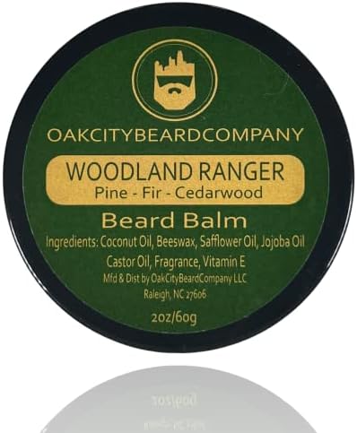 OakCityBeardCo. - Woodland Ranger - 2 Ounce - Beard Balm - Pine - Cedarwood - Fir - Beard Conditioner