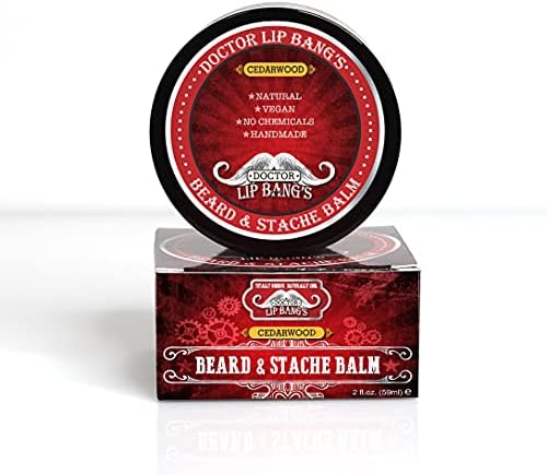 Doctor Lip Bang's Vegan Beard and Stache Balm | Cedarwood | Cruelty-Free | 100% All Natural | Paraben-Free | Made in the United States | Great for Grooming Beards and Mustaches