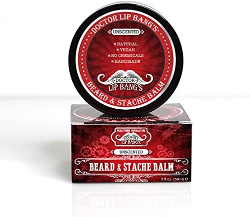Doctor Lip Bang's Vegan Beard and Stache Balm | Unscented | Cruelty-Free | 100% All Natural | Paraben-Free | Made in the United States | Great for Grooming Beards and Mustaches