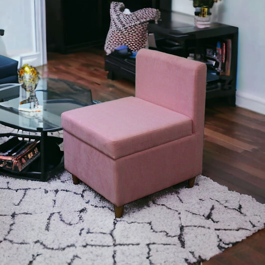 29" Mod Pink Mauve Microfiber Armless Accent Chair with Storage