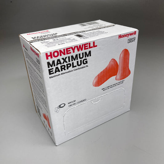 HONEYWELL Maximum Earplugs 100 CORDED PAIRS! Howard Leight 33 Dcb Orange MAX-30 (New)