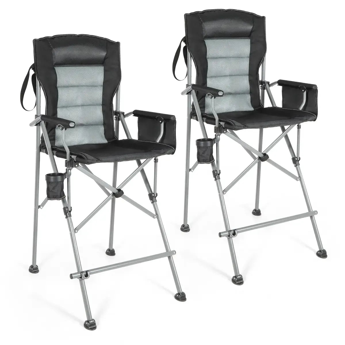 Bar Height Extra Tall Folding Chairs with High Back Padded Seat and Arms