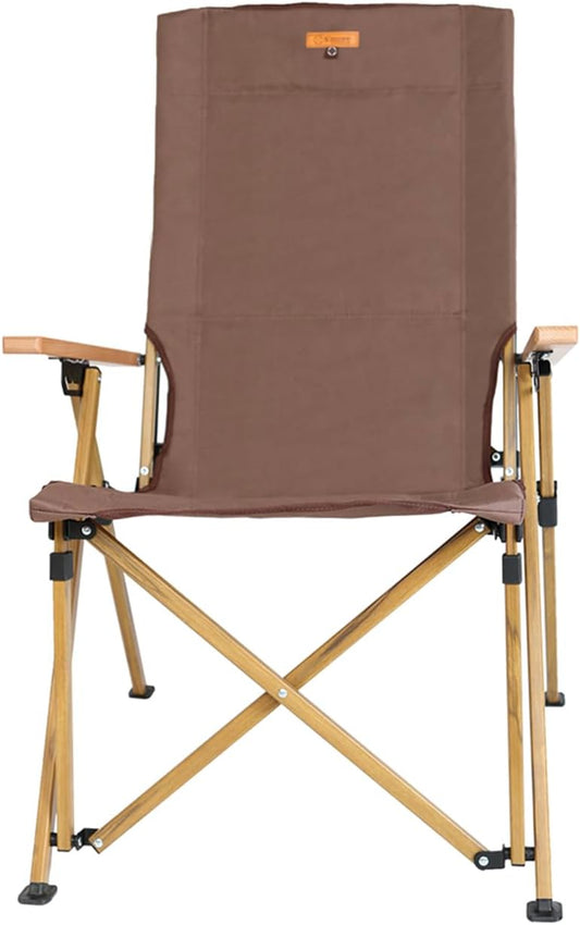 S'more 4-Level Adjustable Camping Chair with Armrests, High Back Reclining Outdoor Chair for Adults, Folding Lawn Chair with Carry Bag for Outdoor, Sporting Events, Fishing, Picnicking, Chocolate