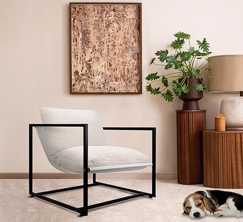 Sherpa Modern Accent Chairs, Living Room Chairs with Metal Frame and Upholstered