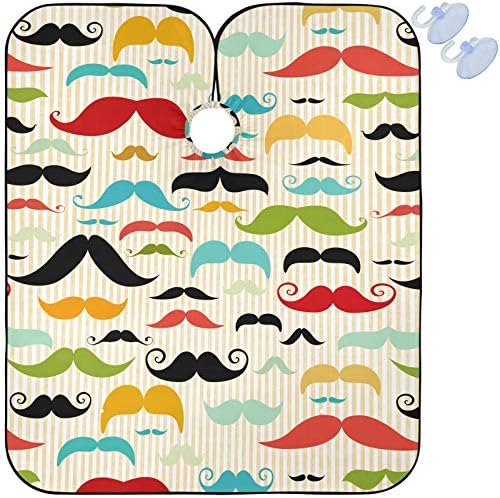 visesunny Colored Mustache Vintage Style Barber Cape Anti-Static Hair Cutting Cape with Snap Closure Professional Salon Polyester Beard Shaving Bib Water-Resistant Hairdressing Cape Adjustable Snap