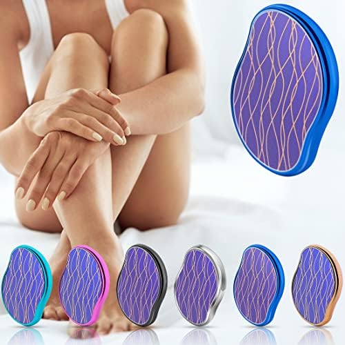 Crystal Hair Remover Painless Exfoliation, Portable Hair Removal Tool, Magic Hair Eraser for Back Arms Legs Fast & Easy, Reusable Crystal Hair Eraser for Women and Men (Dark Blue)
