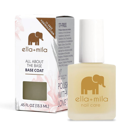 ella+mila "All About the Base - Coat Nail Polish - Long-lasting Ridge Filler Base Coat - Nail Care that Helps Smooth & Fill Natural Nails (0.45 fl oz)