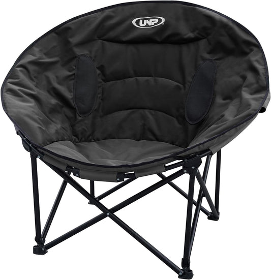 unp Camping Moon Chair, Portable Folding Sofa Chair, Easy Set Up Patio Chair Lawn Seat Camping Stool Chair for Hunting, Fishing, Outdoor, Beach, Picnics, Home (Black)