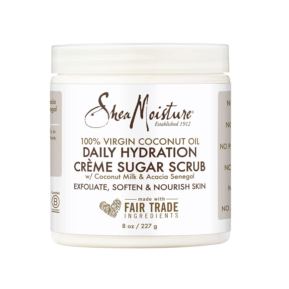SheaMoisture Daily Hydration Cr�me Sugar Scrub Care for Dry Skin 100% Virgin Coconut Oil Acacia Senegal Exfoliating Scrub, Coffee, 8 Oz