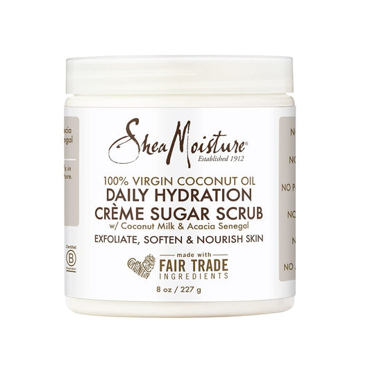 SheaMoisture Daily Hydration Cr�me Sugar Scrub Care for Dry Skin 100% Virgin Coconut Oil Acacia Senegal Exfoliating Scrub, Coffee, 8 Oz