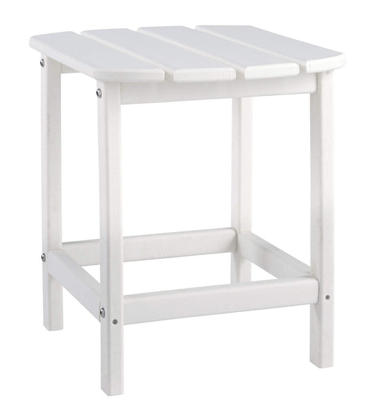 Sundown Treasure Outdoor Patio HDPE Weather Resistant End Table, White