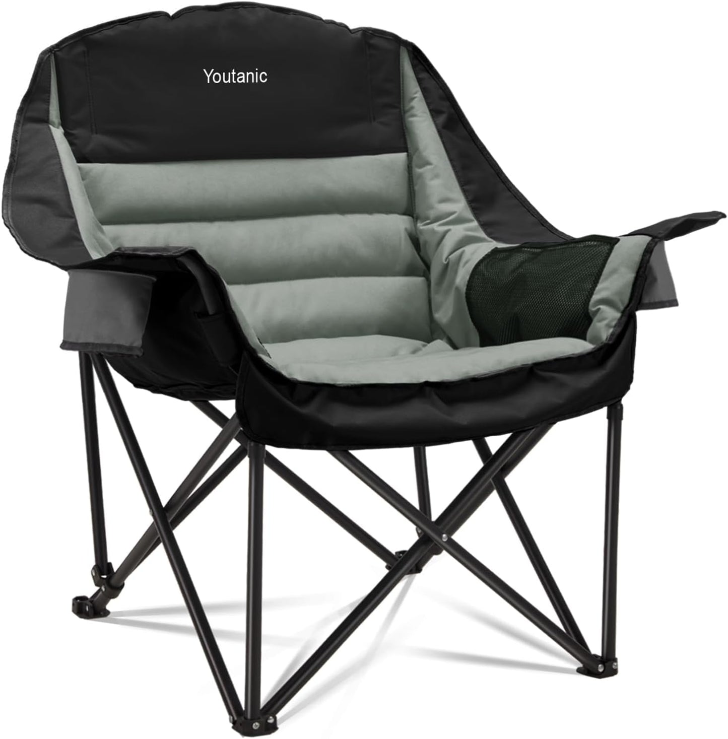 Oversized Camping Chair, Portable Folding Camping Chairs with Side Pocket, Cup Holder and Carry Bag, Heavy Duty Outdoor Camping Chairs for Adults, Fishing, Sports, Trip, up to 400lbs, Style 4
