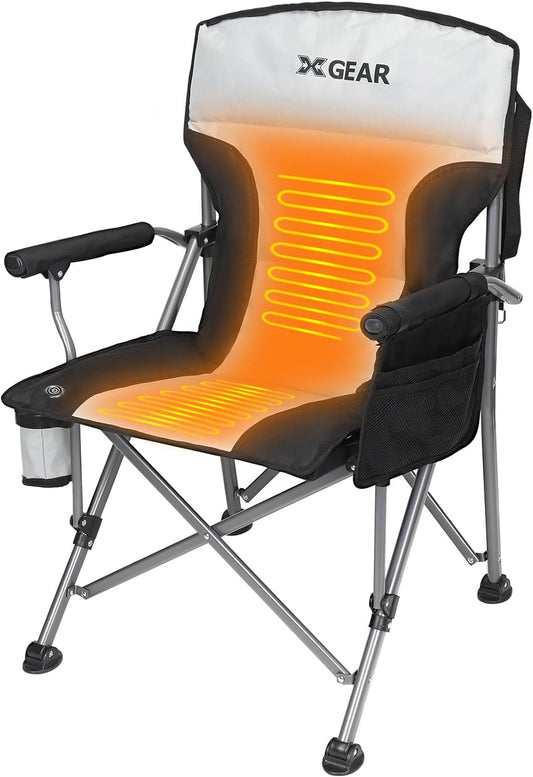 Heated Camping Chair Fully Padded Heated Portable Chair, Perfect for Winter Camping, Outdoor Sports, Picnics. Battery NOT Included (1 Chair only)