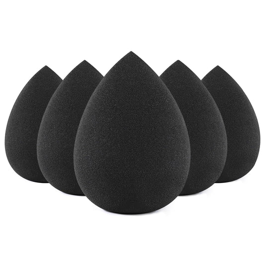BEAKEY Makeup Sponge Set, 5 Pcs Foundation Blending Sponge, Beauty Sponges Flawless for Liquid, Cream, and Powder, Latex Free and Vegan Boun Boun Sponges, Makeup Sponges Black