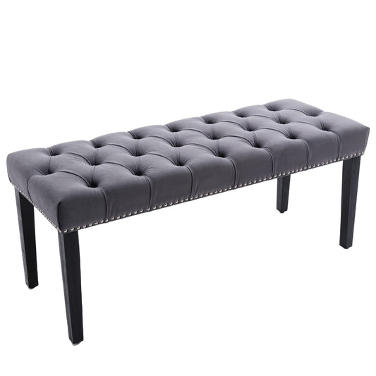 Button-Tufted Ottoman Bench, Upholstered Bedroom Benches Velvet Footrest Stool