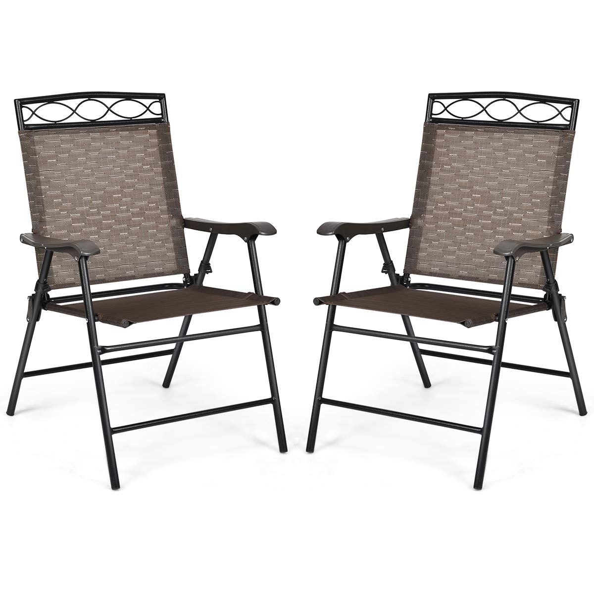 Set of 2 Patio Chairs, Outdoor Folding Lawn Chairs for Beach, Backyard