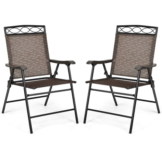 Set of 2 Patio Chairs, Outdoor Folding Lawn Chairs for Beach, Backyard