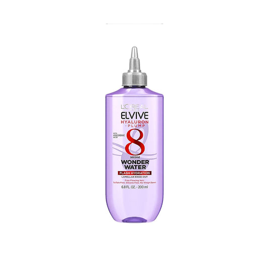 LÕOrŽal Paris Elvive Hyaluron Plump Flash Hydration Wonder Water Hair Rinse, 8 Second Hydrating Hair Care Treatment for Soft, Shiny Hair, 6.8 Fl Oz