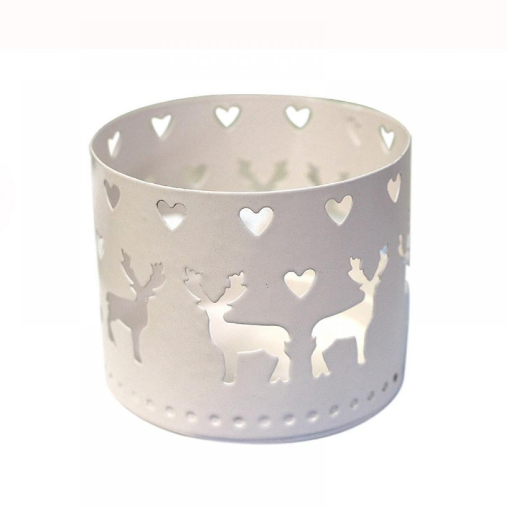 2Pcs Novelty Christmas Hollow Elk Iron Candle Holder Candlestick for Home Party Dinner Table Center Decor Ornaments Furniture > Cabinets & Storage > Ironing Centers Wuff Meow 2Pcs White