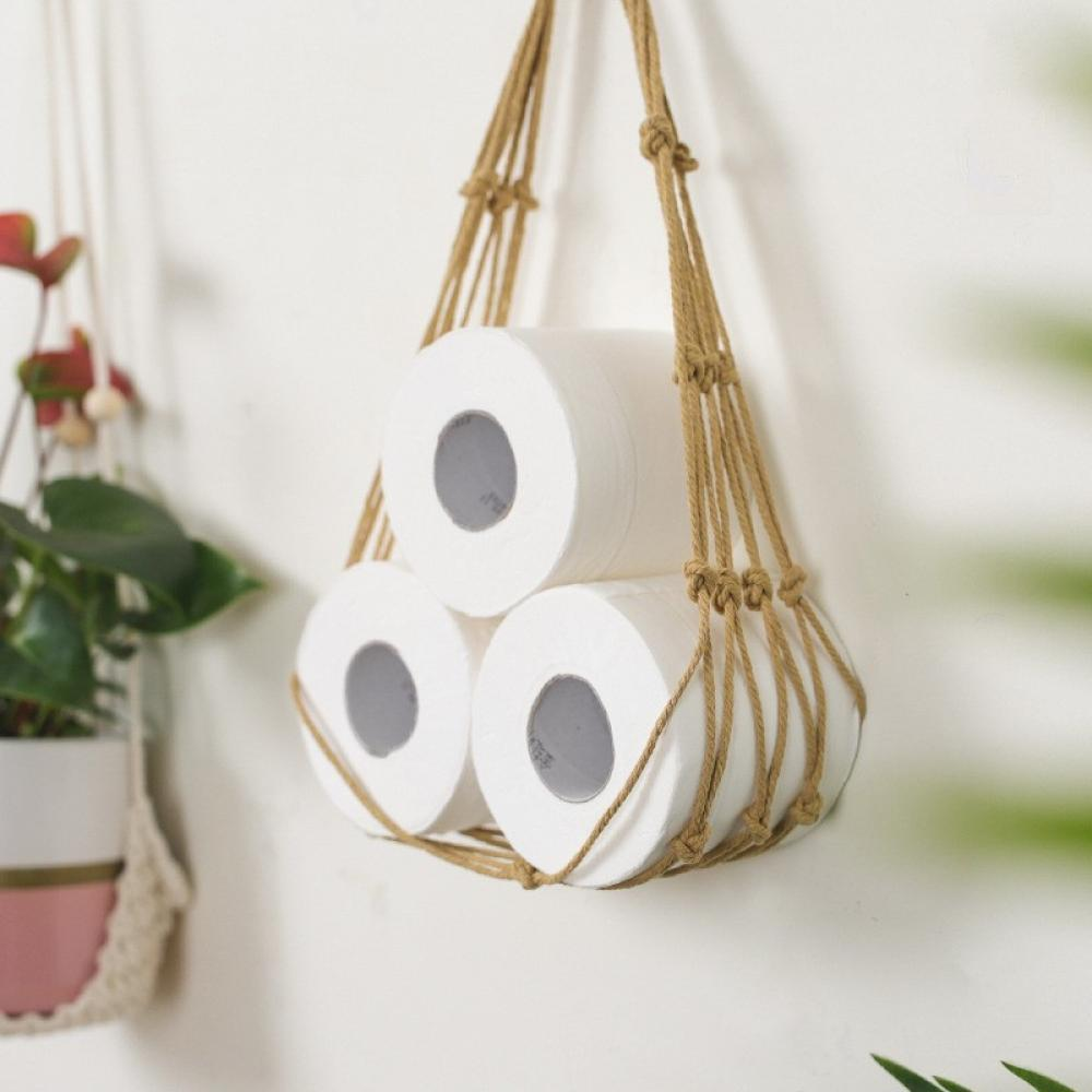 Woven Magazine Rack Hanging Rack Hanging Wall Net for Books Toilet Paper Storage Furniture > Cabinets & Storage > Magazine Racks Luxsea Brown
