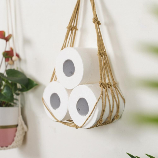 Woven Magazine Rack Hanging Rack Hanging Wall Net for Books Toilet Paper Storage Furniture > Cabinets & Storage > Magazine Racks Luxsea Brown