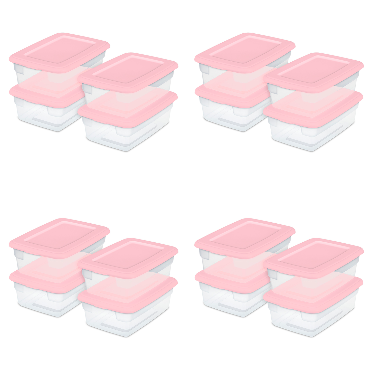 Sterilite Plastic 12 Qt. Storage Box Blush Pink Set of 16 Furniture > Cabinets & Storage > Storage Chests Sterilite 16 Pink