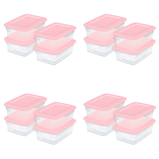 Sterilite Plastic 12 Qt. Storage Box Blush Pink Set of 16 Furniture > Cabinets & Storage > Storage Chests Sterilite 16 Pink